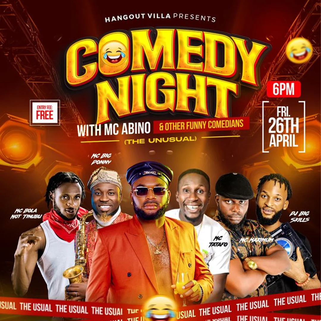 Comedy night club flyer yelloe red effects